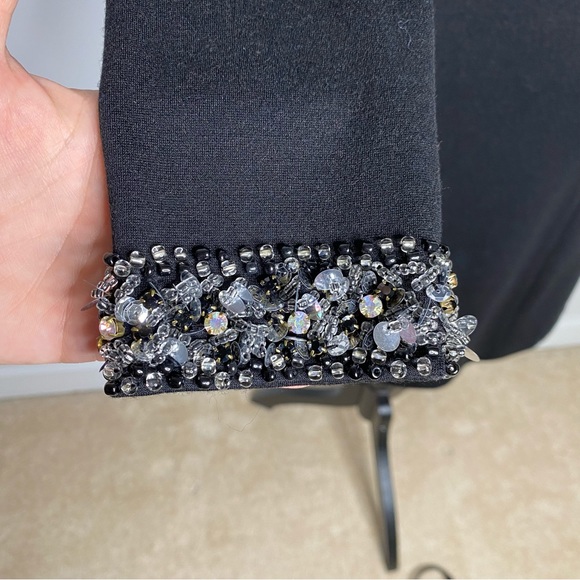 Trina Turk black long sleeve sheath dress with rhinestone trim - size 2 - Picture 5 of 7